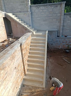 Decorative stone work and tarazzo finishing on stairs
